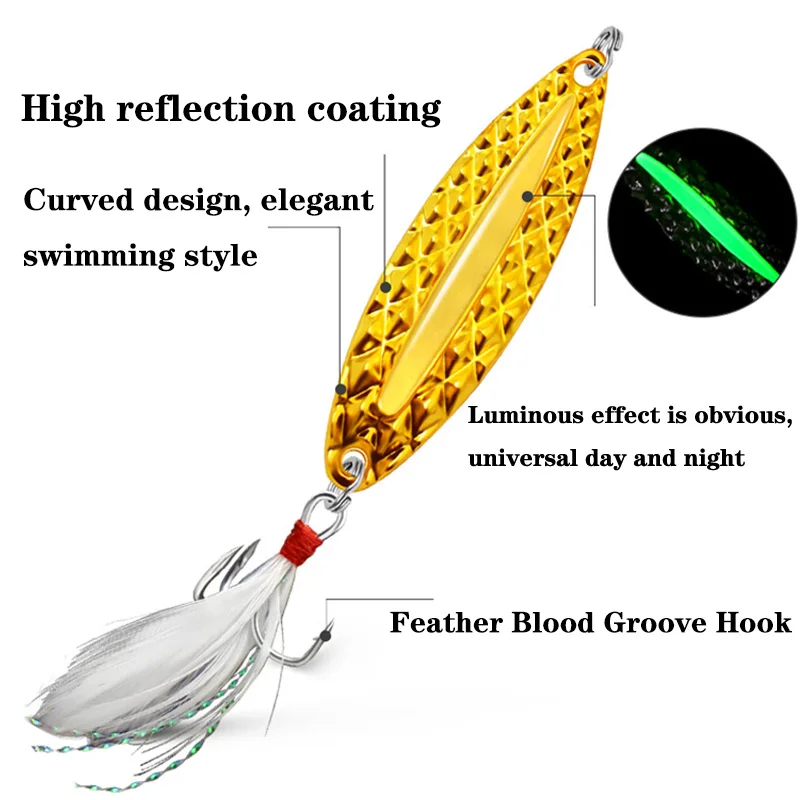 1PC Metal Luminous Spinner Spo - огляд і ціна Fishing Hook Treble