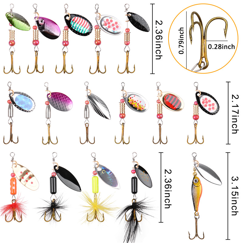 5/10/16Pcs Spinner Fishing Lur - огляд і ціна Fishing Hook Treble