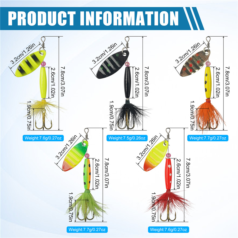 5/10/16Pcs Spinner Fishing Lur - огляд і ціна Fishing Hook Treble