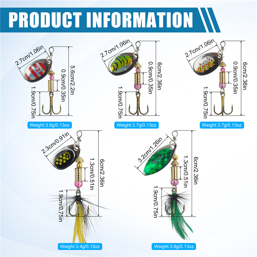 5/10/16Pcs Spinner Fishing Lur - огляд і ціна Fishing Hook Treble